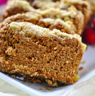 sweet potato bread with Crumble Topping and made with spice cake mix