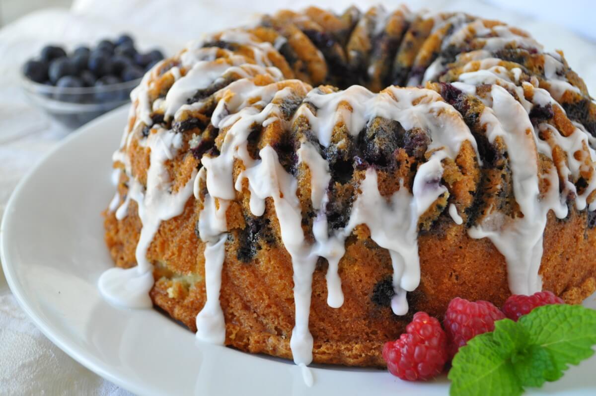 How to Make Easy Homemade Christmas Gifts - Holly Clegg's White Chocolate Blueberry Bundt Cake Recipe is beautiful and delicious made in Nordic Ware bundt pans.