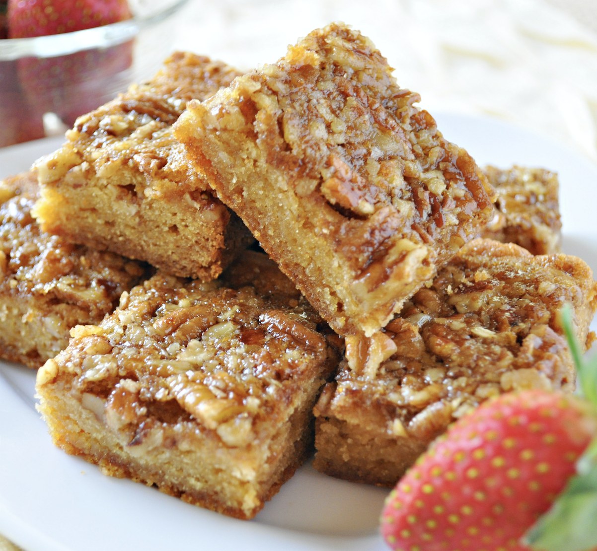 Chewy pecan Bars sweet and savory