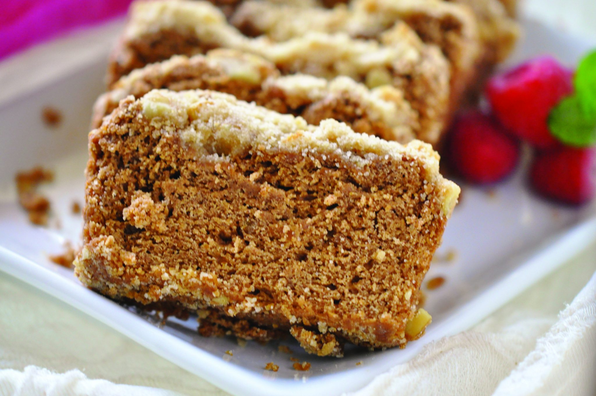 sweet potato bread with Crumble Topping and made with spice cake mix