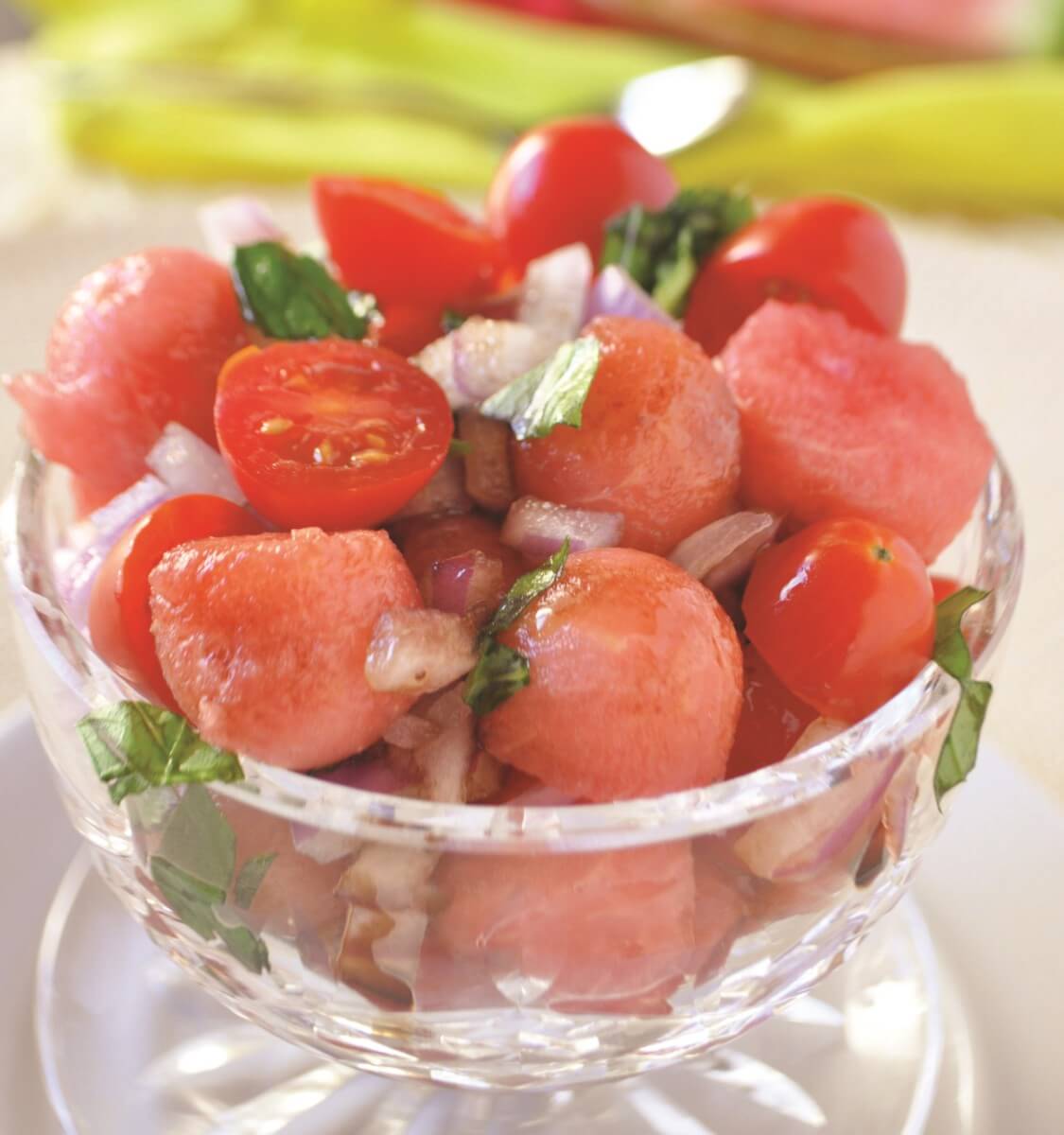Easy Watermelon Tomato Salad: Six Ingredient Leftover Watermelon Salad