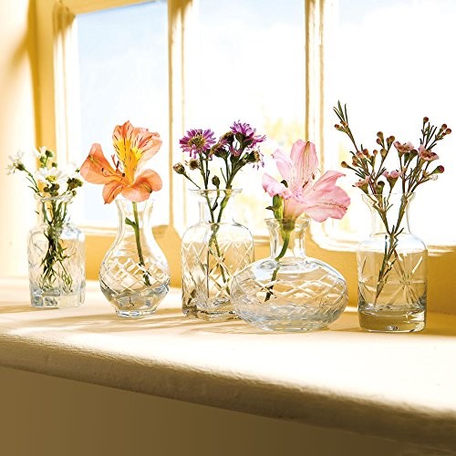 Small Cut Glass Vases In Differing Unique Shapes - Set Of Five by SIGNALS