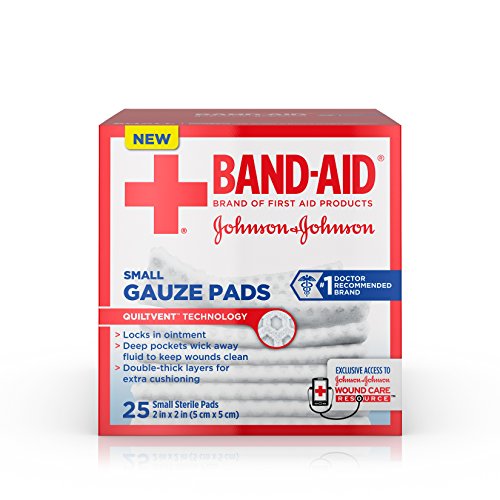 Band-Aid Brand Small Gauze Pads, for Minor Cut and Scrapes, 2 Inches by 2 Inches, 25 Count (Pack of 3)