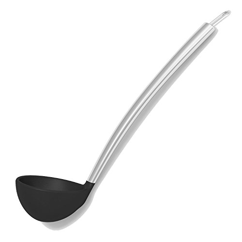 Silicone & Stainless Steel Black 4 Ounce Soup Ladle