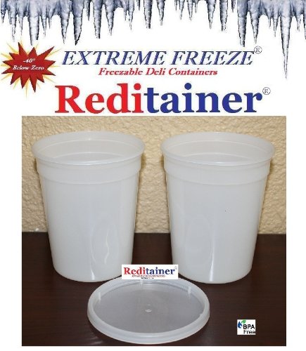 Reditainer Extreme Freeze Deli Food Containers with Lids, 32-Ounce,