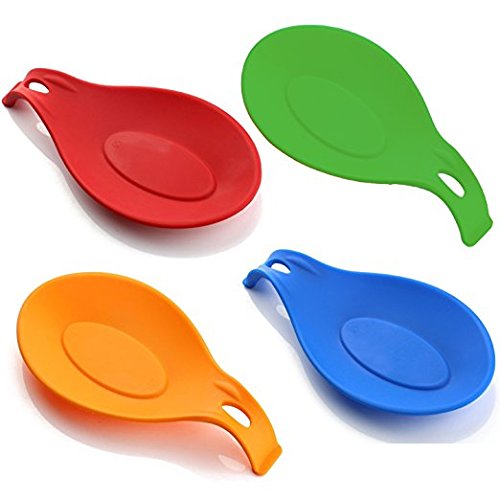 Kitchen Silicone Spoon Rest, Flexible Almond-Shaped