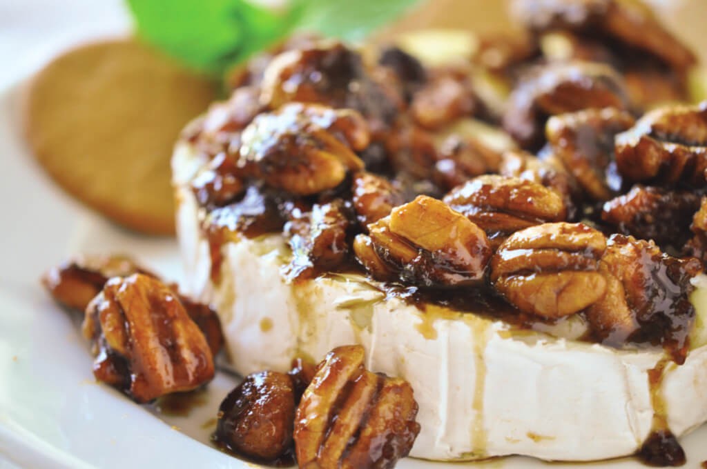 Candied Pecan Brie is one of my favorite Brie dessert party menu