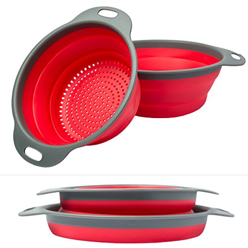 Colander Set - 2 Collapsible Colanders (Strainers) Set By Comfify - Includes 2 Folding Strainers Sizes 8