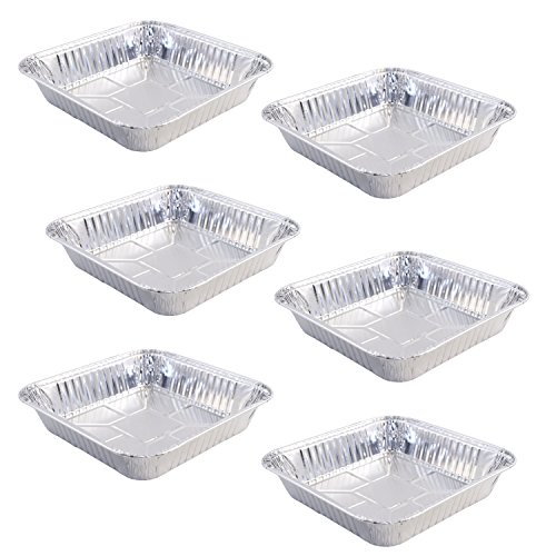 Set of 6 Small Disposable Aluminum Foil Square Baking Pans