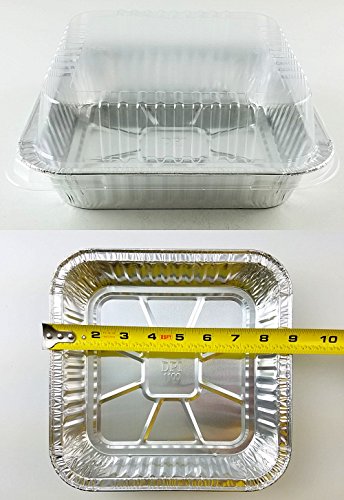 Durable Packaging Square Cake Aluminum Foil Pan w/Clear Lid