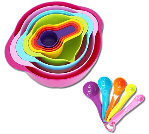 13 Piece Mixing Bowl Set with Measuring Cups and Spoons Mixing Bowls