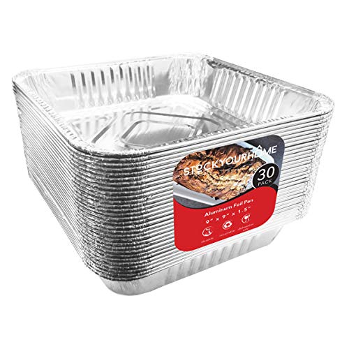 Aluminum Foil Pans 9x9 Baking Pans (30 Pack) Square Baking Pans - 9 Inch Cake Pan - Brownie Pan