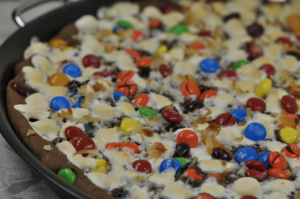 rainbow double chocolate candy pizza dessert pizza
