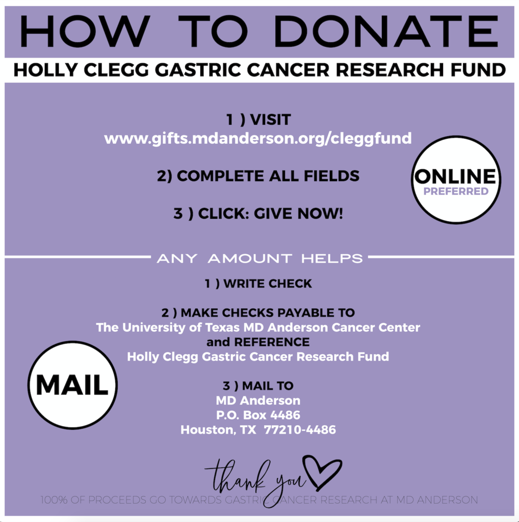 How to Donate Holly Clegg Gastric Cancer Research Fund with MD Anderson