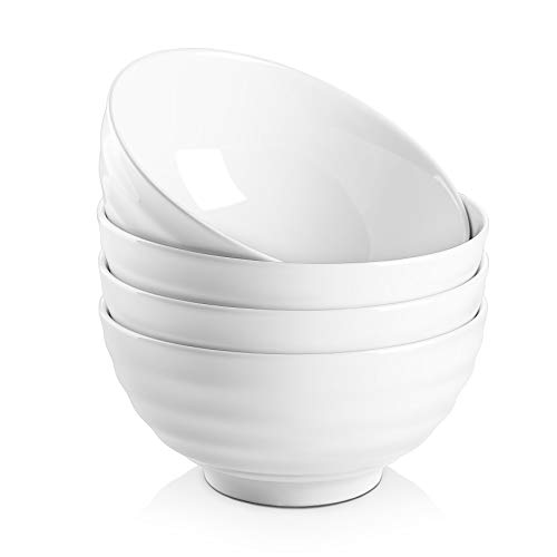 Porcelain Bowls, 4 Pack Round, Dishwasher & Microwave Safe