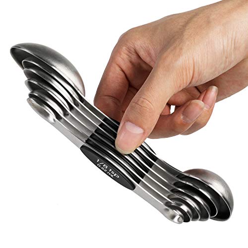 Magnetic Measuring Spoons Set of 6 Stainless Steel Dual Sided