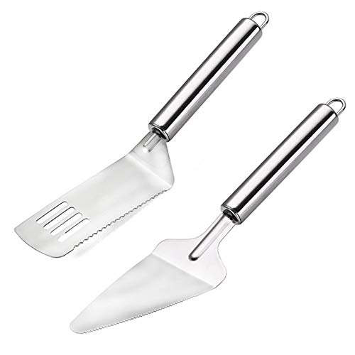 2Pcs Pie Server and Serrated Spatula, Stainless Steel Cutter Set