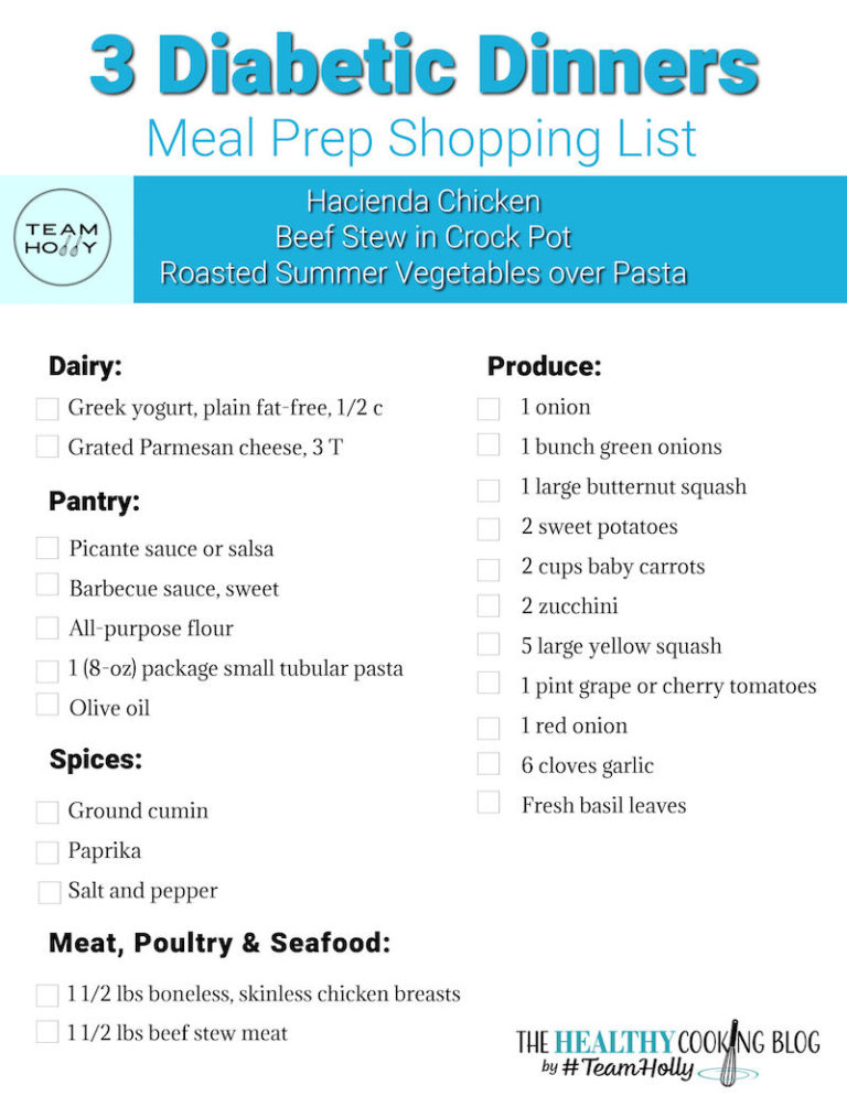 One Grocery Shopping List: 3 Delicious Diabetic Meals for Whole Family